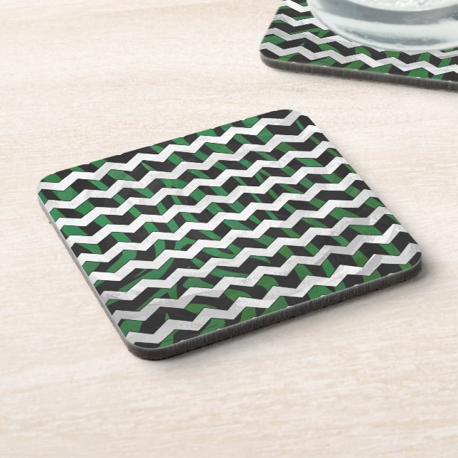 Dessous-de-verre Chevron Zebra noir et vert (Côté gauche)
