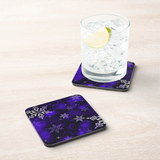 Dessous-de-verre Chic Amethyst Purple Snowflake Motif (Côté Droit)