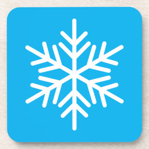 Dessous-de-verre Chic Blanc Nordique Flocon De Neige Sur Bleu Bleu