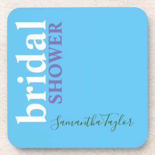 Dessous-de-verre Chic calligraphie minimaliste Fête des mariées Ble