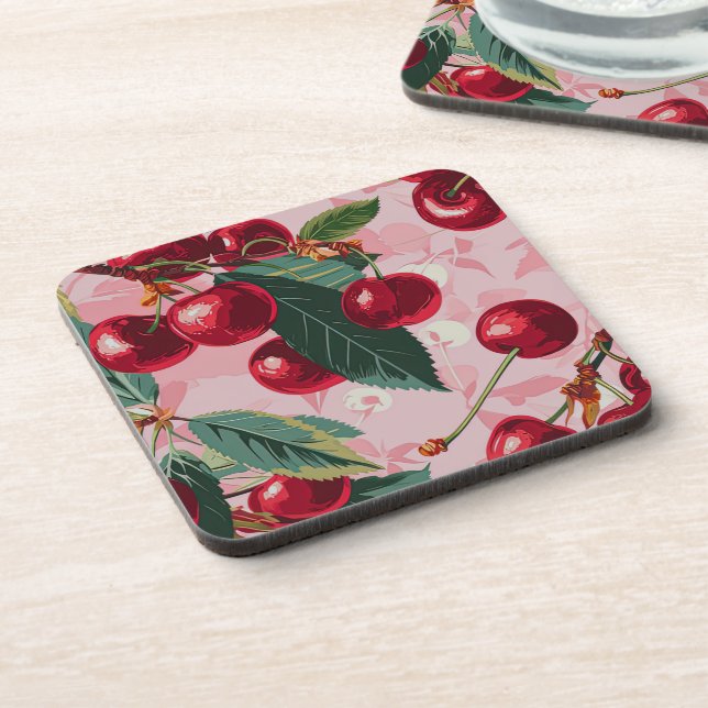 Dessous-de-verre Chic Rose Vintage "Cherry Pop" (Côté gauche)