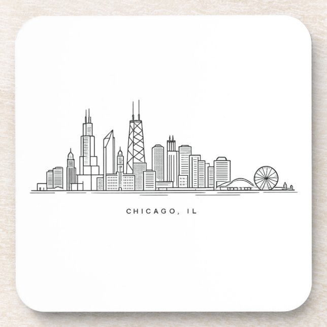 Dessous-de-verre Chicago IL Cityscape Illustration (Devant)