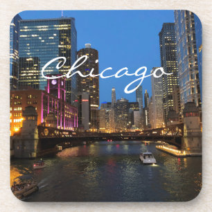 Dessous-de-verre Chicago River la nuit 