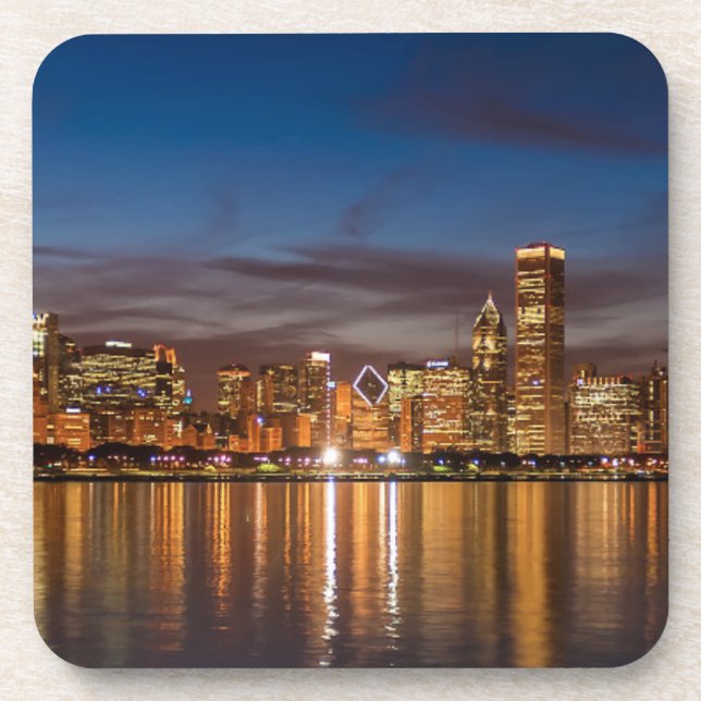 Dessous-de-verre Chicago Skyline La Nuit (Devant)