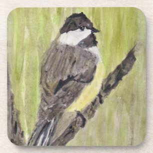 Dessous-de-verre Chickadee Bird - peinture acrylique.