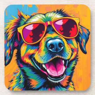 Dessous-de-verre Chien Abstrait Coloré avec Lunettes de Soleil
