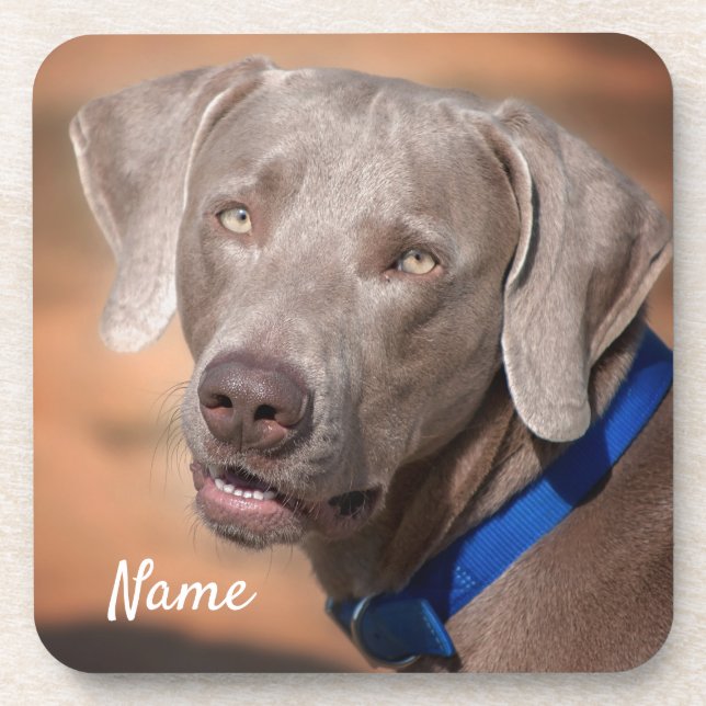 Dessous-de-verre Chien coquelicot Weimaraner personnalisé (Devant)