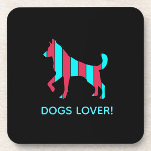 Dessous-de-verre Chien - Cute Pet Pop Art, Bleu & Rouge Animal Abst