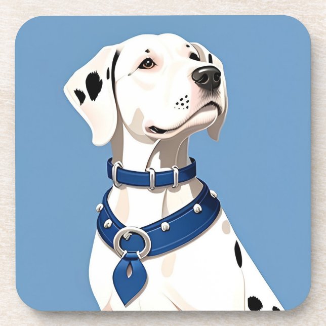 Dessous-de-verre Chien Dalmatien Avec Collier Bleu (Devant)