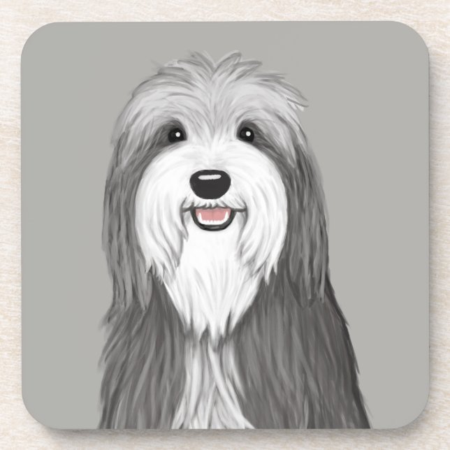 Dessous-de-verre Chien de dessin de Collie à poils (Devant)