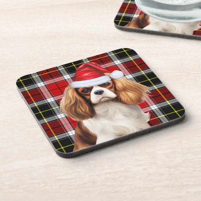 Dessous-de-verre Chien de Père Noël Spaniel du Roi Charles Plaid (Côté gauche)