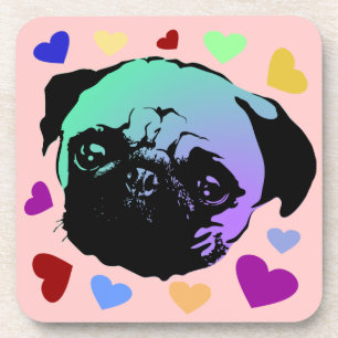Dessous-de-verre Chien de race Carlin de style PopArt Rétro