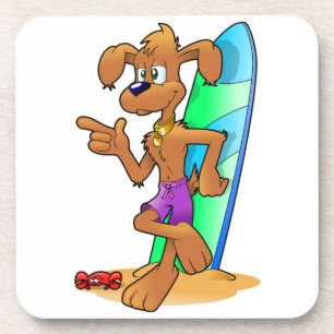DESSOUS-DE-VERRE CHIEN DE SURFER