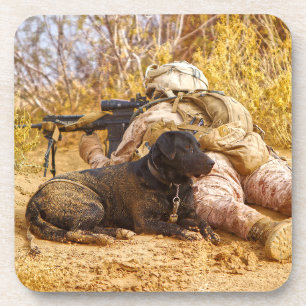 DESSOUS-DE-VERRE CHIEN DE TRAVAIL MILITAIRE AMÉRICAIN