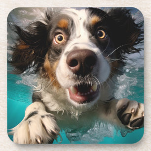 Dessous-de-verre Chien Excité Nageant Sous L'eau Design