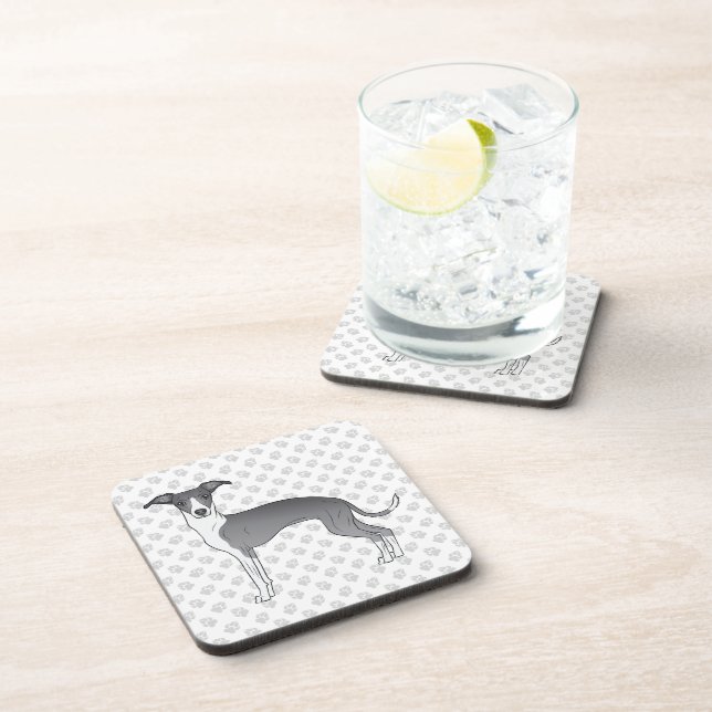 Dessous-de-verre Chien Gris Italien Bleu Et Blanc Avec Patrouilles (Côté Droit)