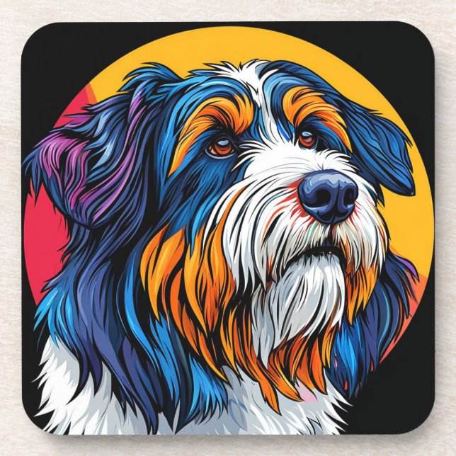 Dessous-de-verre Chien Illustrant une Créativité Vibrante (Devant)