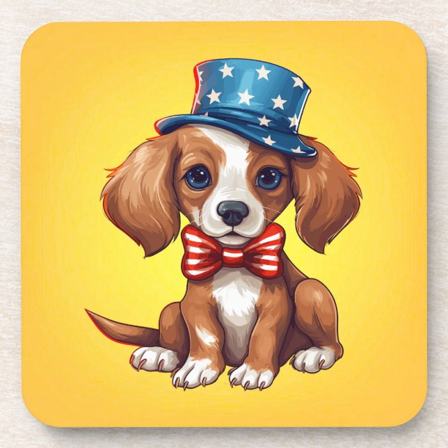 Dessous-de-verre Chien Mignon 4 Juillet-71008 (Devant)