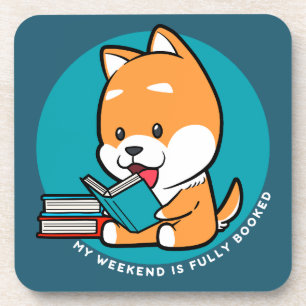 Dessous-de-verre Chien Mignon Lisant un Livre Citation Drôle