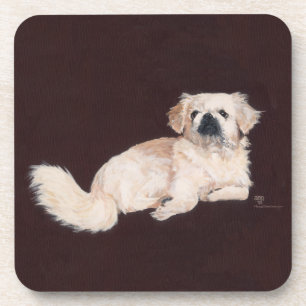 Dessous-de-verre Chien Pékinois Blanc