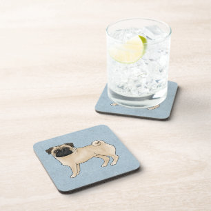 Dessous-de-verre Chien Pug Faon Mignon Chien de Dessin Animé Canin