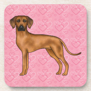 Dessous-de-verre Chien Rhodesian Ridgeback Amour Motif Cœur Rose