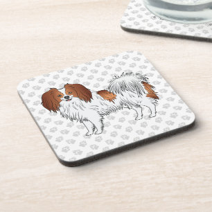 Dessous-de-verre Chien rouge blanc Phalène sur le Motif gris de pat