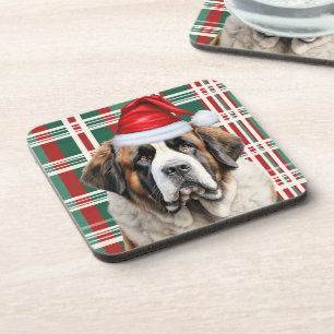 Dessous-de-verre Chien Saint-Bernard à thème de Noël Plaid de vacan
