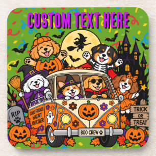 Dessous-de-verre Chiens Halloween Fantômes Personnalisés dans une F