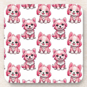 Dessous-de-verre Chiens roses mignons - Blanc