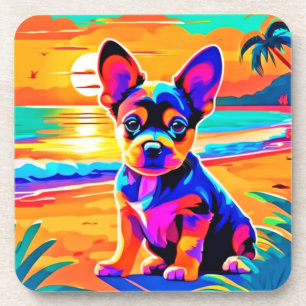 Dessous-de-verre Chihuahua Puppy coloré sur Sunset Beach