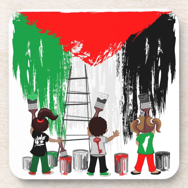 Dessous-de-verre Children of Gaza Painting Palestine Flag  (Devant)