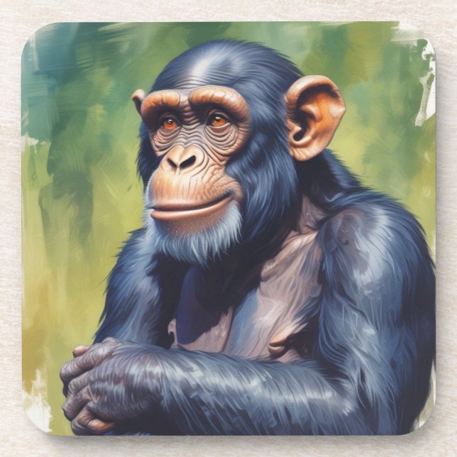Dessous-de-verre Chimpanzé mignon fou drôle  (Devant)