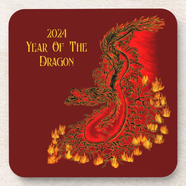 Dessous-de-verre Chine Dragon, 2024 Année Du Dragon (Devant)