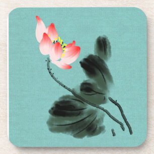 Dessous-de-verre Chinoiserie Aquarelle peinture Lotus Floral