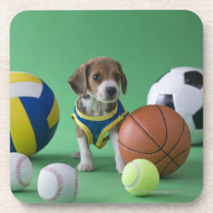 Dessous-de-verre Chiot entouré par des boules de sport