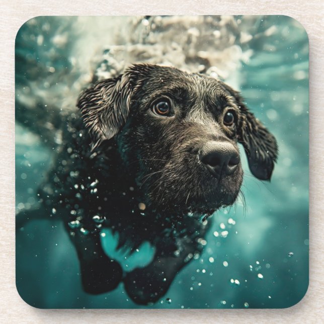 Dessous-de-verre Chiot labrador nageant sous l'eau Design (Devant)