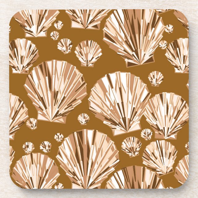 Dessous-de-verre Chocolat Coques de mer Brown et beige (Devant)
