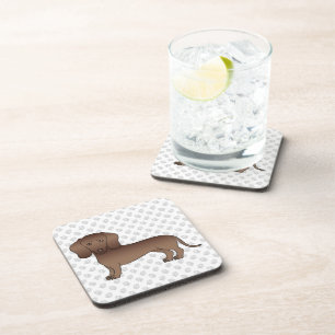 Dessous-de-verre Chocolate Short Hair Dachshund Cartoon Dog & Paws