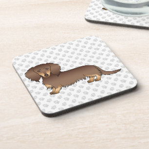 Dessous-de-verre Chocolate & Tan Long Hair Dachshund Dog & Paws