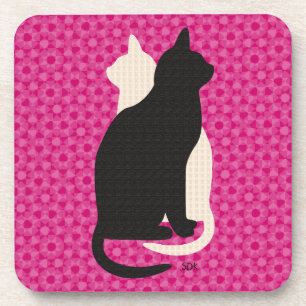 Dessous-de-verre Choisir Couleur Noir Blanc Chat Duo Yin Yang Style