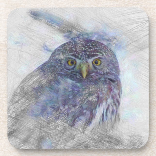 Dessous-de-verre Chouette animale artistique (Devant)