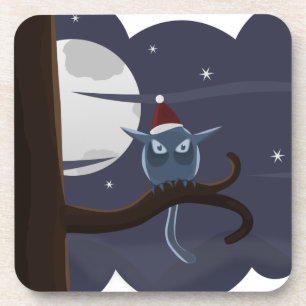 Dessous-de-verre chouette de noël effrayant