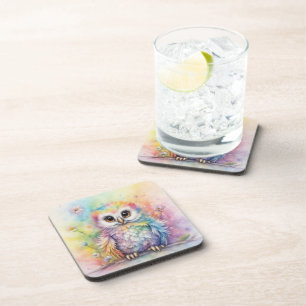 Dessous-de-verre Chouettes d'oiseaux arc-en-ciel 2