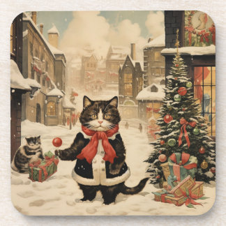 Dessous-de-verre Christmas Kitty, Jour de la neige