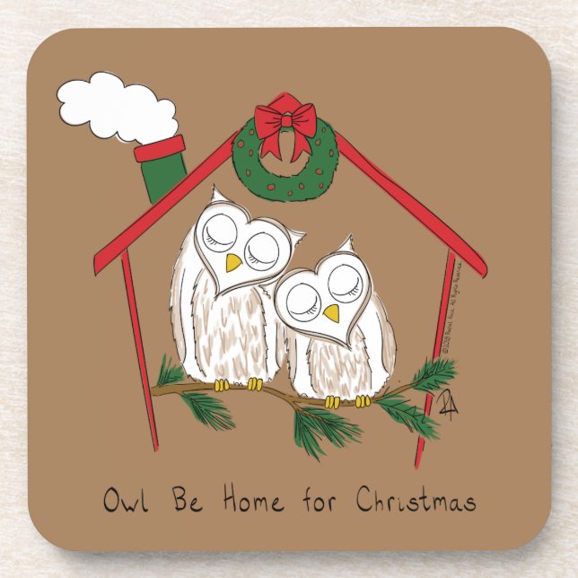 Dessous-de-verre Christmas Owl Be Home Cute (Devant)