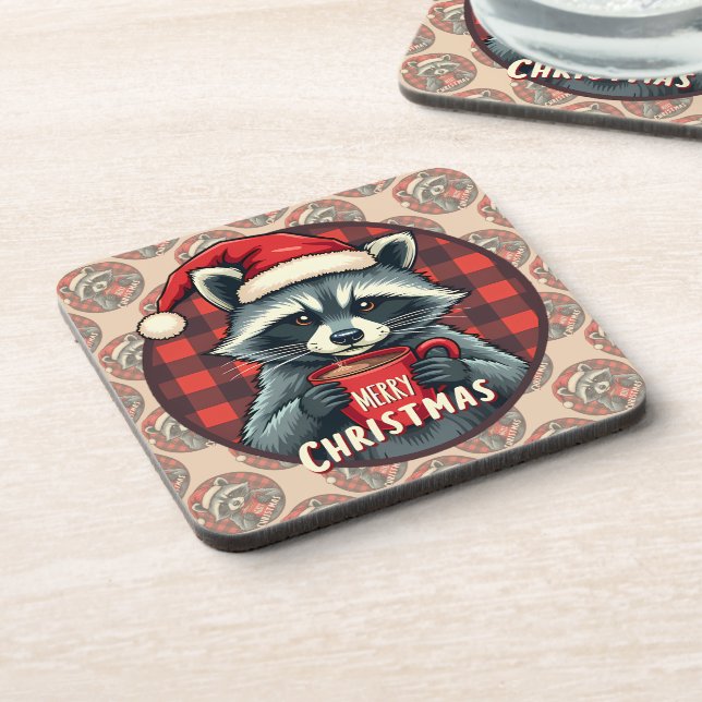 Dessous-de-verre Christmas Raccoon Cocoa Cheer (Côté gauche)