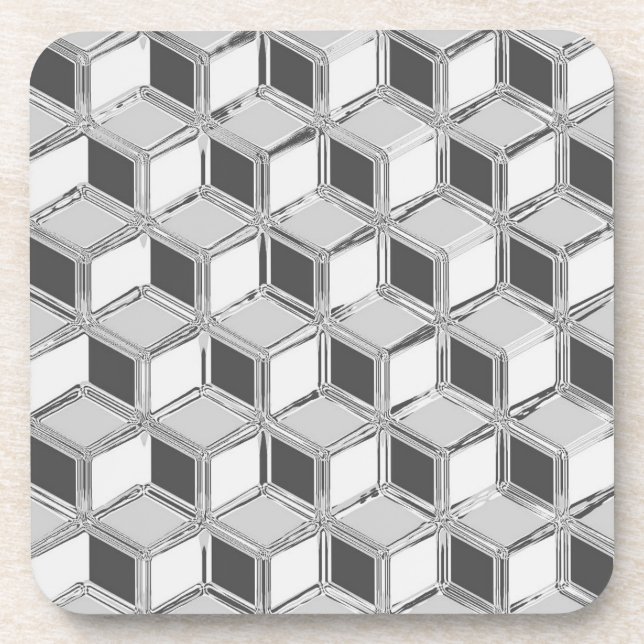 Dessous-de-verre Chrome 3-d boîtes - gris argent (Devant)