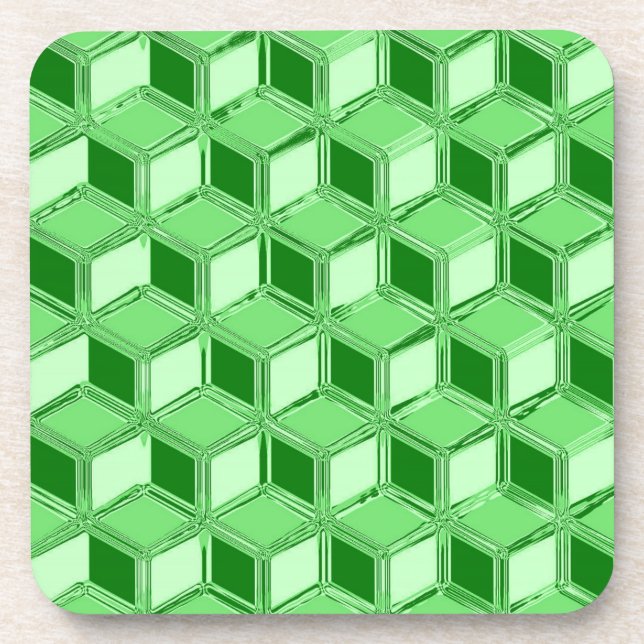 Dessous-de-verre Chrome 3-d boîtes - vert émeraude (Devant)