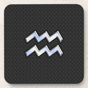 Dessous-de-verre Chrome comme Aquarius Zodiac dans la peau de serpe